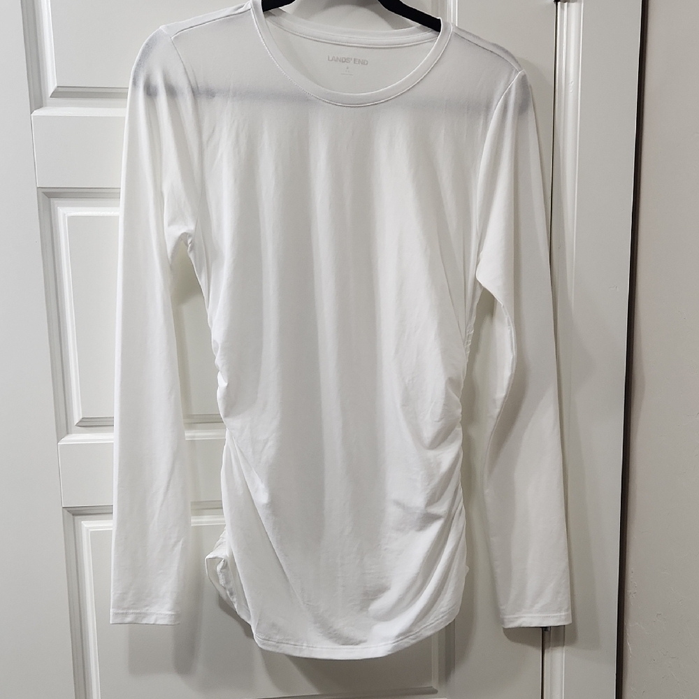 NWOT - Lands' End Long Sleeve Crewneck Maternity Top - White